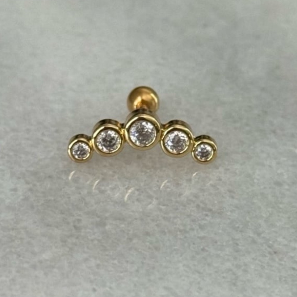 Gold Round Crystal Arch Cartilage Earring Brand New - Picture 5 of 5